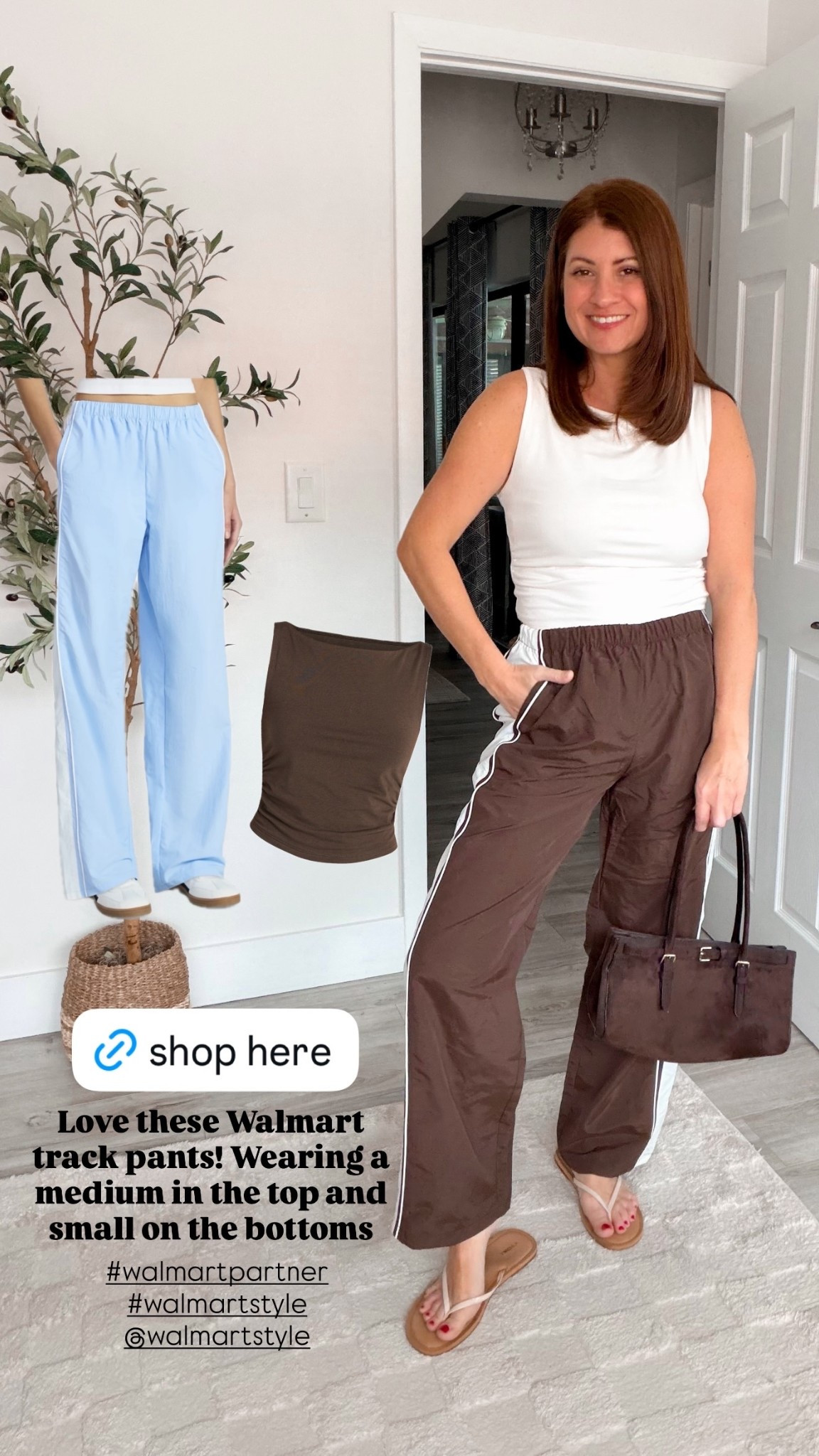 Love these Walmart track pants! Wearing a medium in the top and small on the bottoms  #walmartpartner #walmartstyle @walmartstyle
