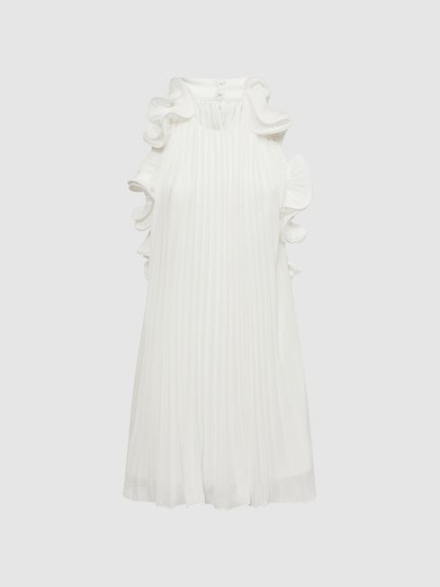 Amur Halter Neck Frill Mini Dress | Reiss US