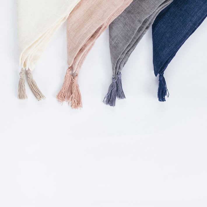 Creative Women Stone-Washed Tasseled Linen Napkin | West Elm (US)