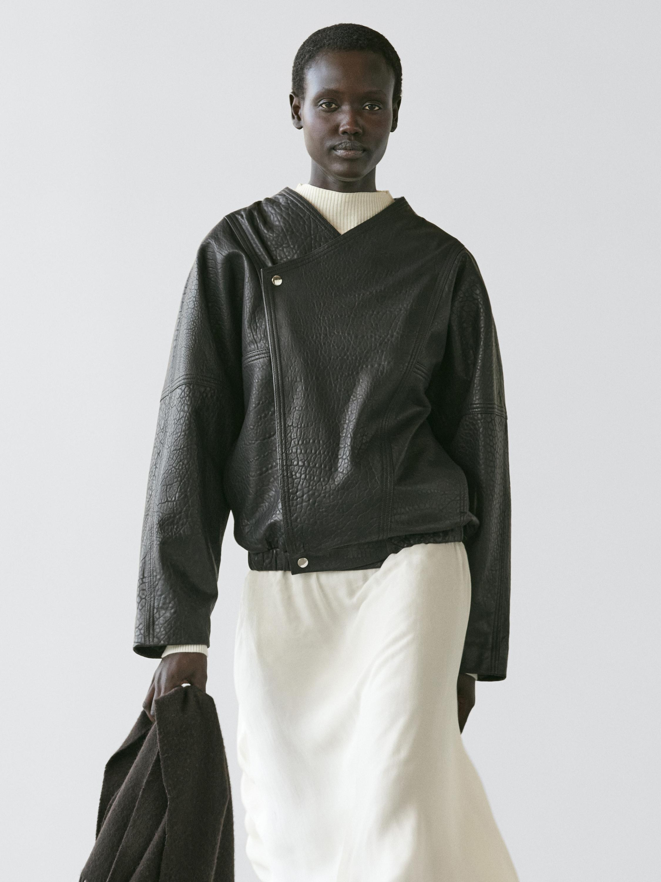 Leather bomber jacket | Massimo Dutti UK