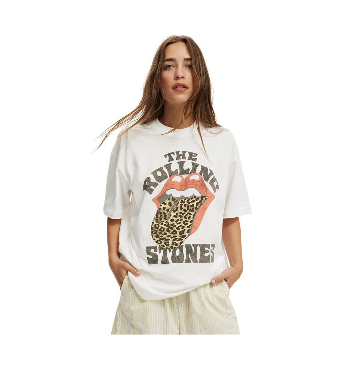 Cotton On Women's The Lcn Music Boxy Graphic Tee - Lcn br rolling stones leopard/ | Macy's