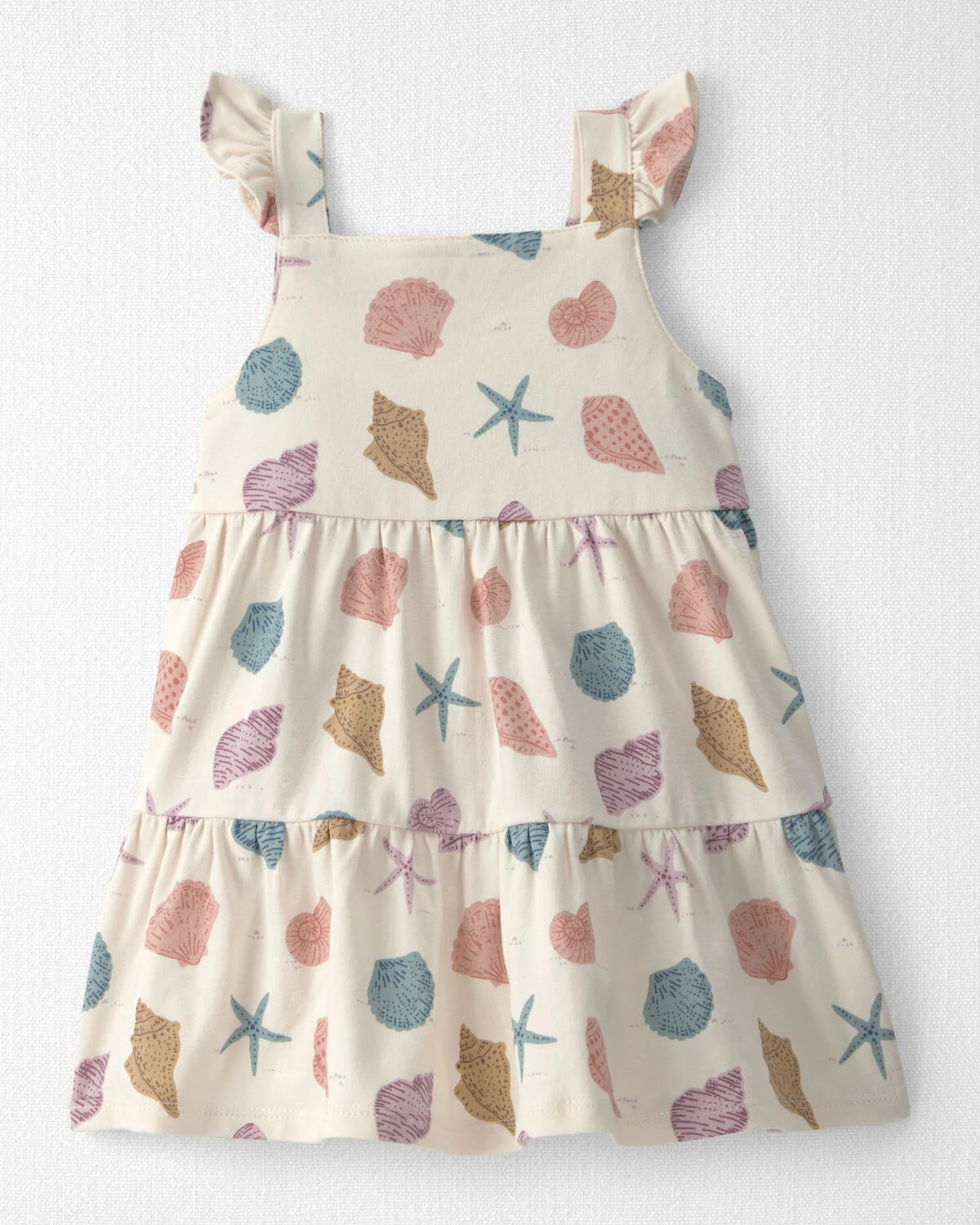 Baby Girl Organic Cotton Tiered Dress in Seashells | Carter's Inc