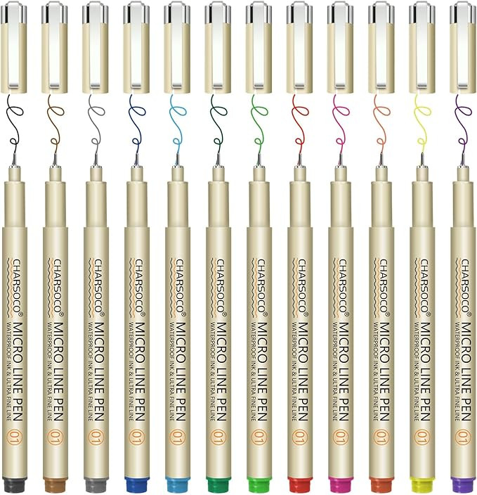 01 Micro Pen, Fine Point Pen with 12 Colors, Waterproof Archival Ink, 0.25mm Fineliner Ink Pens f... | Amazon (US)