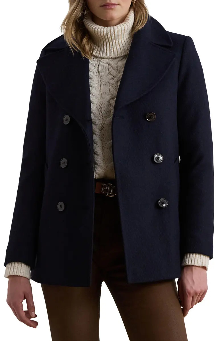 Wool Blend Twill Peacoat | Nordstrom