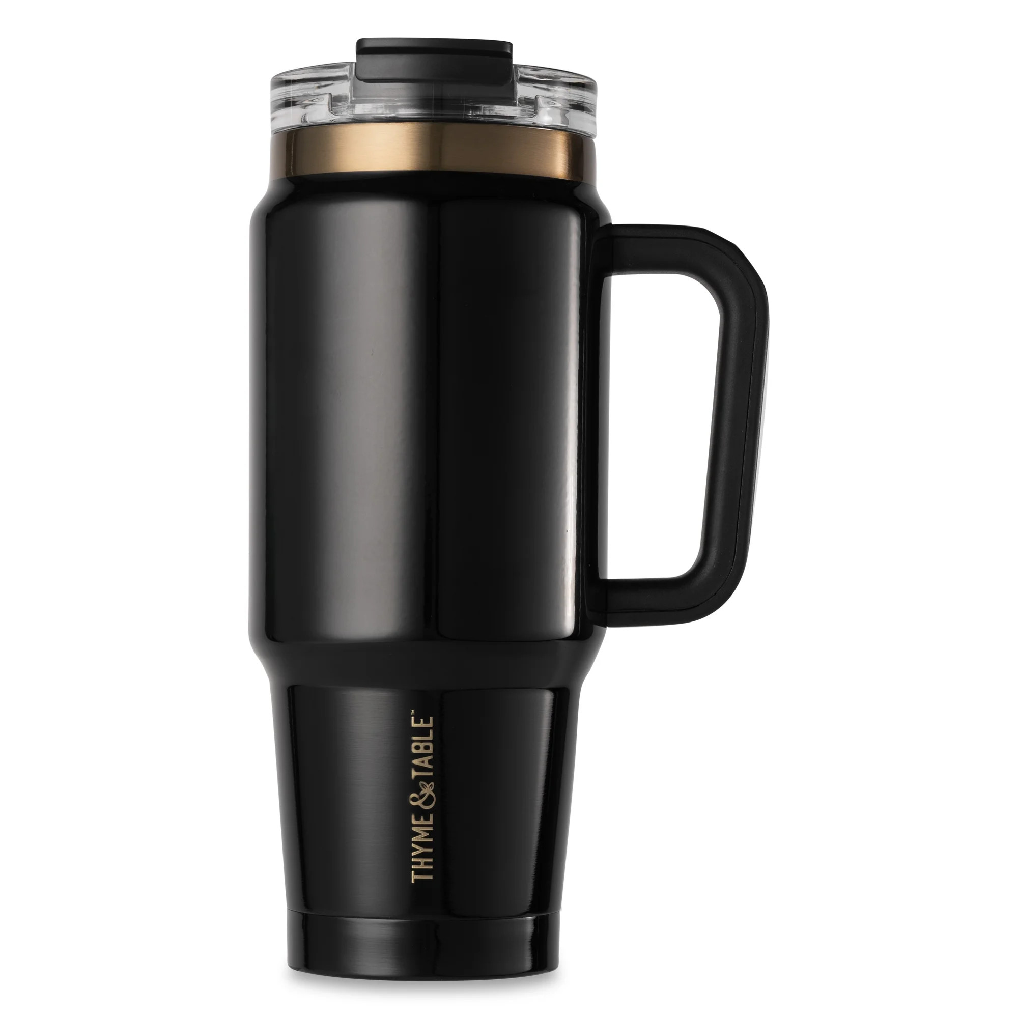 Thyme & Table 32 fl oz Stainless Steel Luna Tumbler with Handle and Dual Straw Lid, Black | Walmart (US)
