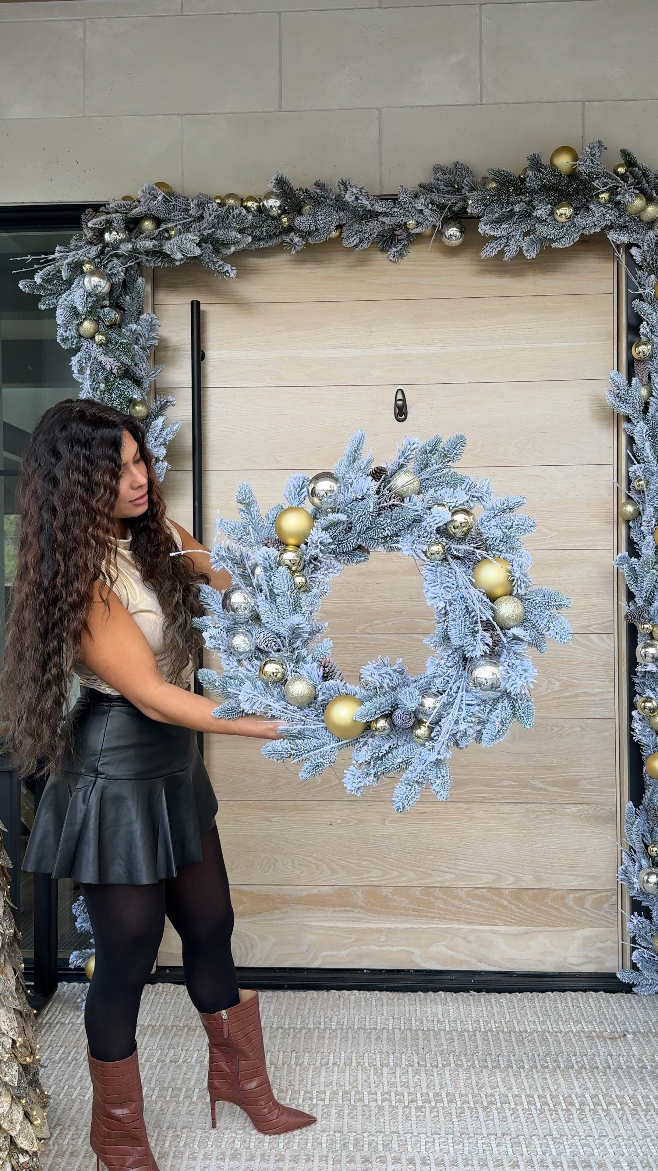 Well, I did it! I got the front porch all decorated… then we got hit with a blizzard! Ha ha! I am wearing a small in the top and skirt. The wreath and garland are pottery barn :)

#LTKhome #LTKsalealert #LTKCyberWeek