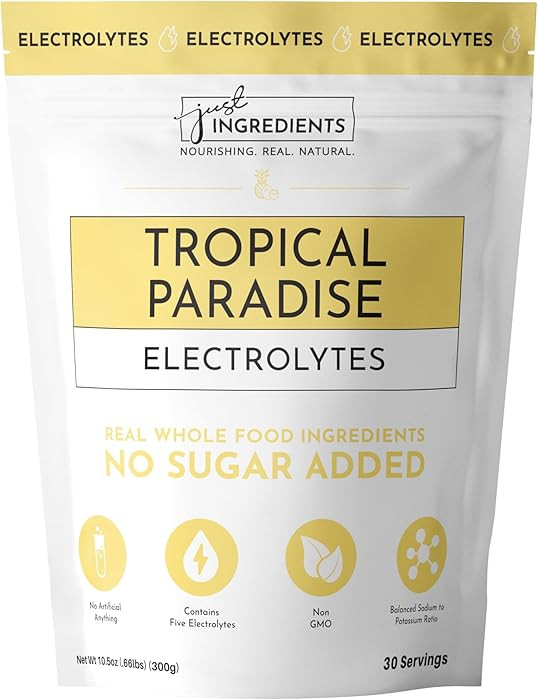 JUST INGREDIENTS Tropical Paradise Electrolytes Drink Mix - Coconut Water, Sea Salt, Trace Minera... | Amazon (US)