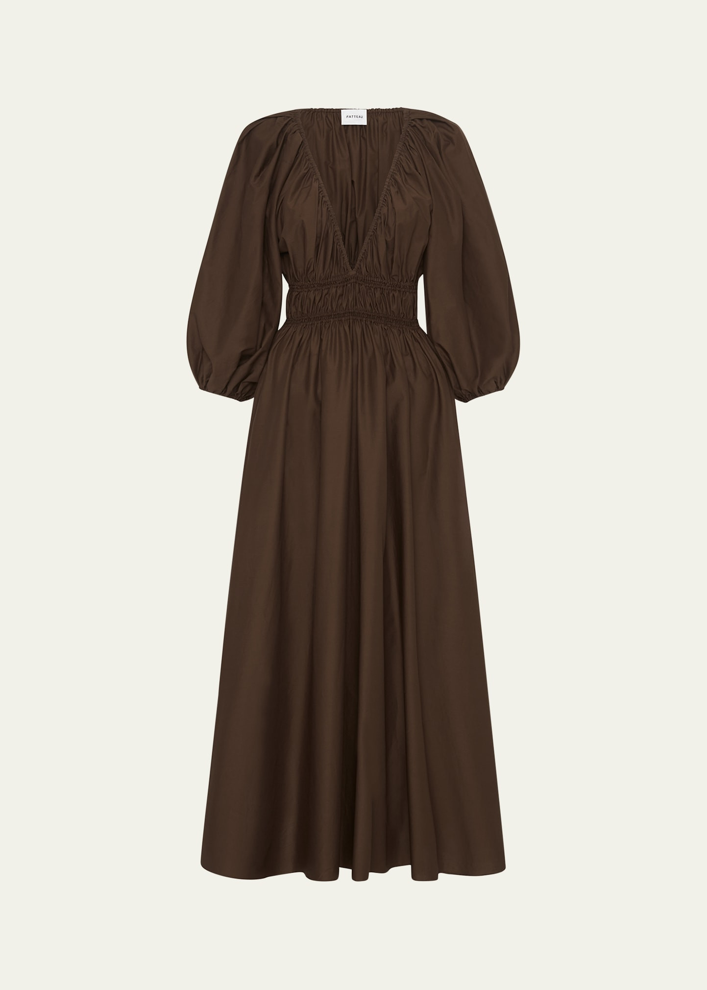 Matteau Shirred Plunge Balloon-Sleeve Mini Dress | Bergdorf Goodman