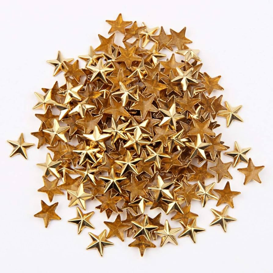 Beadsland Hotfix Iron On, Flat Back Stars Studs - 1/4" Flatback Glue on Studs 300pcs (Gold, 10x10... | Amazon (US)