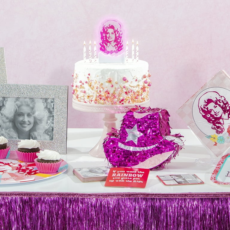 Dolly Parton Birthday Candles and Light-up Pink Acrylic Cake Topper Set, 7 Ct | Walmart (US)