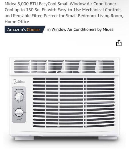 Man, it’s hot outside! Apartment living often means window air units are a must buy.  
This one is amazing. Midea 5,000 BTU EasyCool Small Window Air Conditioner is perfect for bedrooms and other smaller spaces. #airconditioner #coolair #windowairunits #apartment 

#LTKSeasonal #LTKSaleAlert #LTKHome