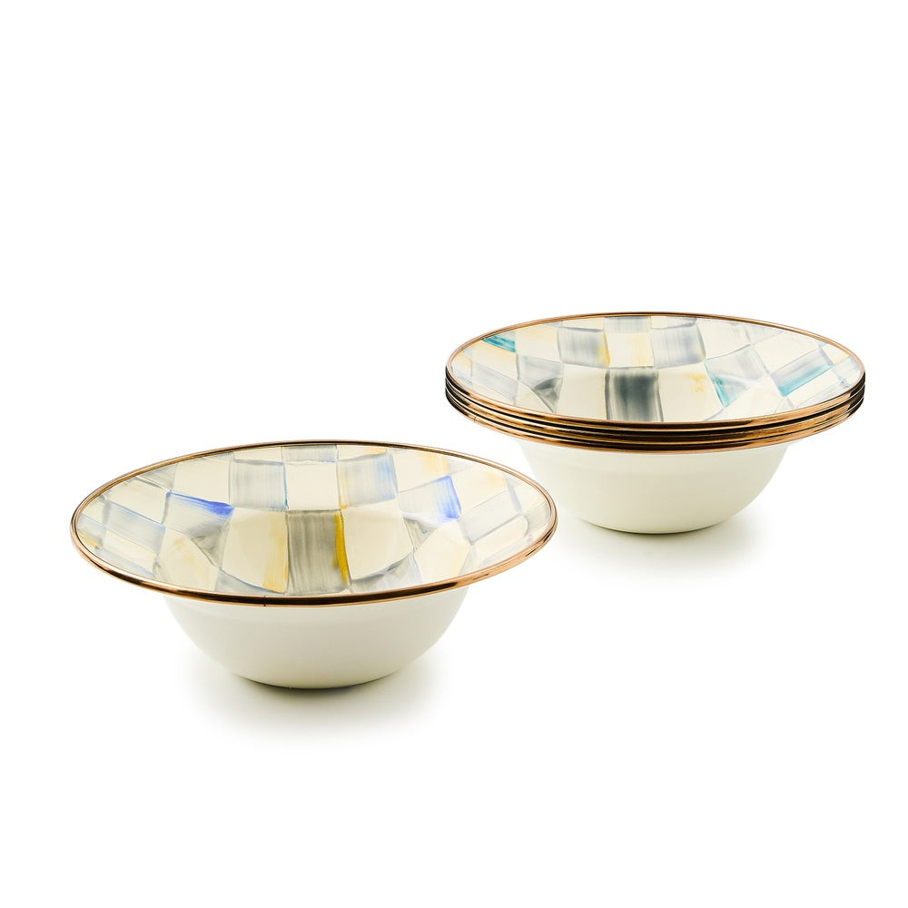 Sterling Check Breakfast Bowls, Set of 4 | MacKenzie-Childs