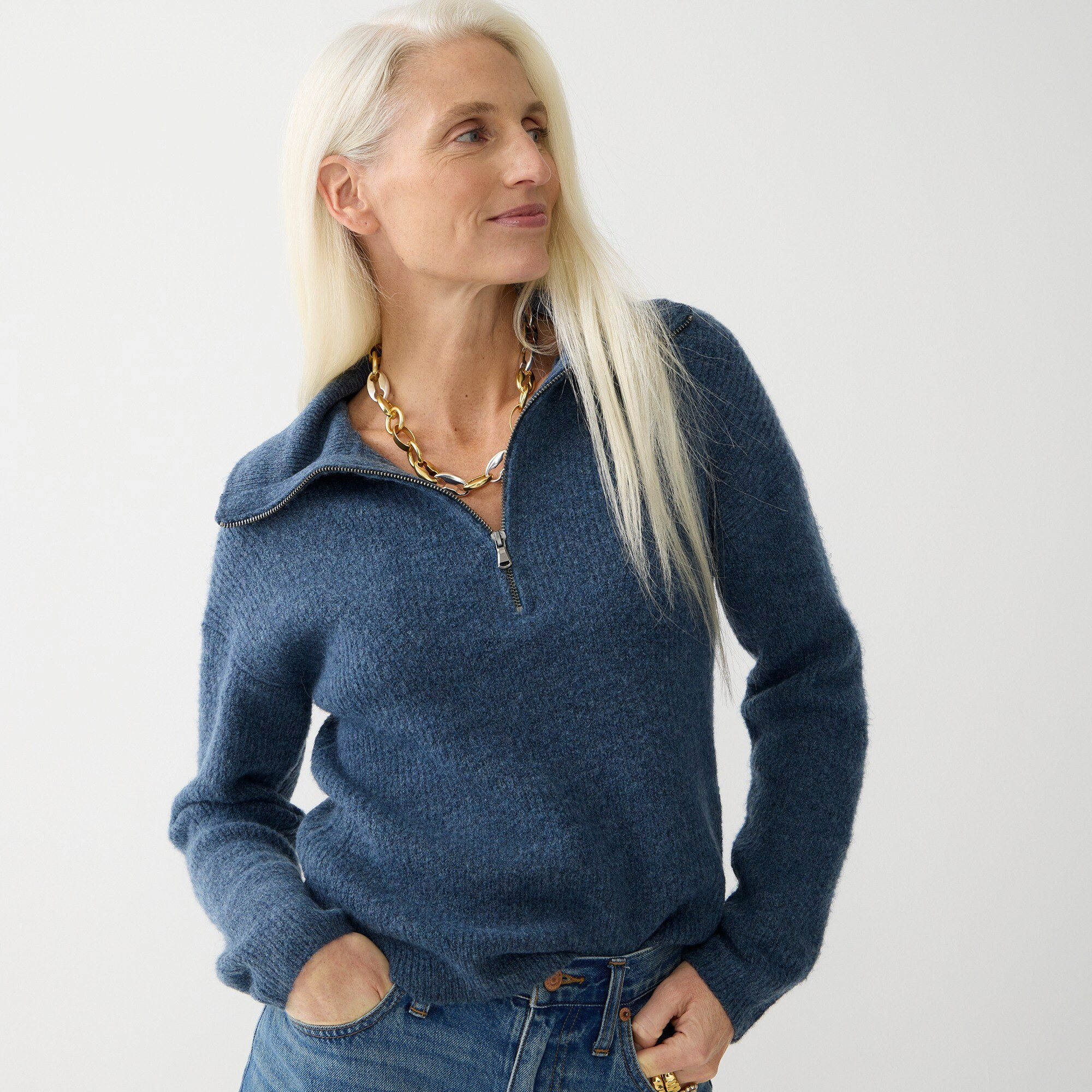 Half-zip stretch wool sweater | J. Crew US