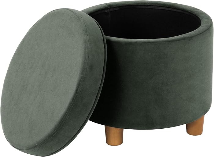 Homepop Home Decor | Upholstered Round Storage Ottoman | Ottoman with Storage for Living Room & B... | Amazon (US)