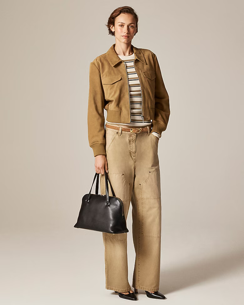 Collection cropped flight jacket in suede | J. Crew US