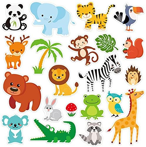 20 PCS Jungle Animals Thick Gel Clings Winter Safari Window Gel Clings Decals Stickers for Kids T... | Amazon (US)