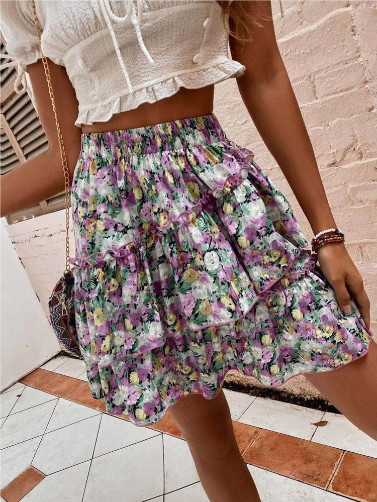 Floral Print Frill Ruffle Hem Skirt | SHEIN