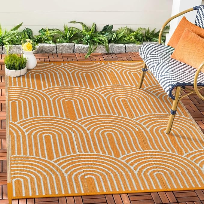Anidaroel Outdoor Rug 5’x8’ Waterproof, Reversible Rainbow Outdoor Plastic Straw Outside Area... | Amazon (US)