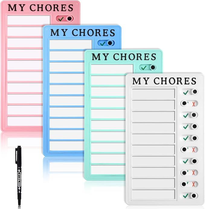 4pcs Sliding Routine Chores Chart, with Magnetic Piece Dry-Erase Schedule Board with 1 Erasable M... | Amazon (US)
