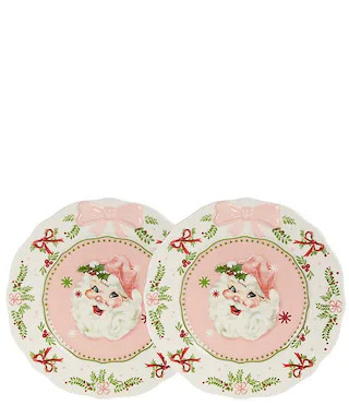 Sweet Christmas Collection Pink Santa Accent Plates, Set of 2 | Dillard's
