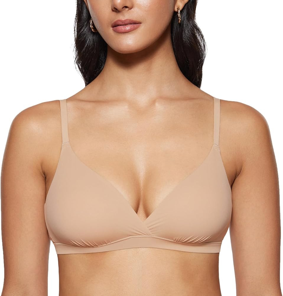 INLYRIC Women's Inbarely Triangle Bralette Comfortable Unlined V Neck Wireless Smoothing Bra Top ... | Amazon (US)