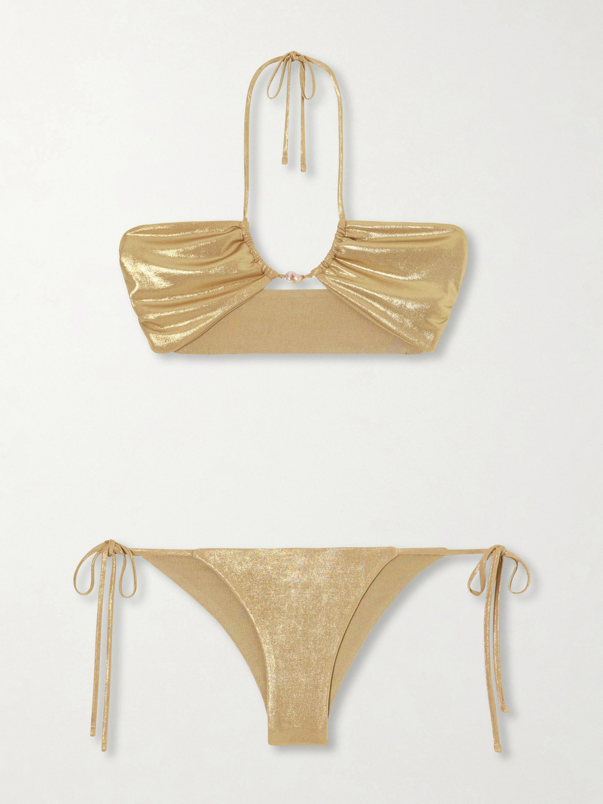 Sara Cristina - Bahia Pearl-embellished Bikini - Gold | NET-A-PORTER (US)