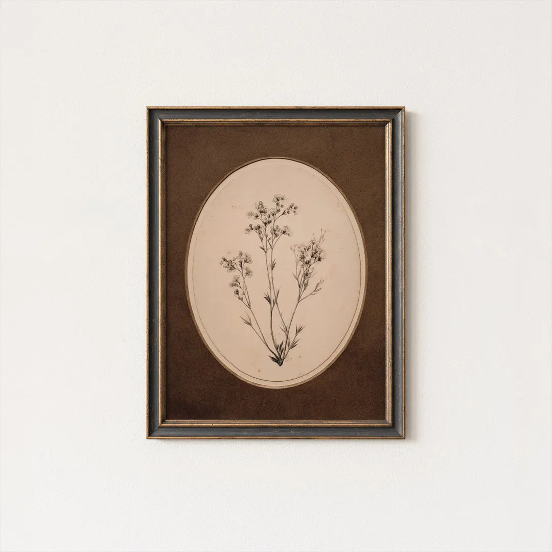 Digital Download | Vintage Art | Art | Florals | Girl Nursery | Flower Sketch | Oval Frame - Etsy | Etsy (US)