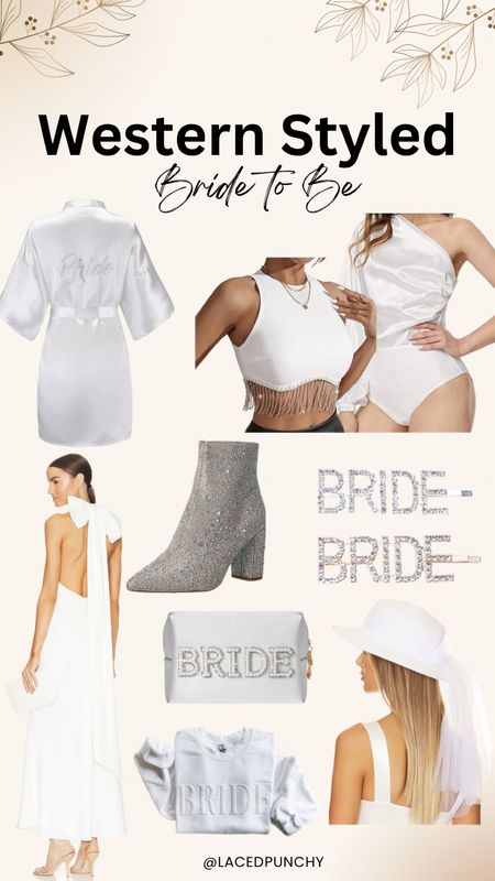 Western Wedding | Brides | Rhinestone Boots | Hair Accessories | Bridal Robe | Satin Robe | Bridal Clutch 

#LTKshoecrush #LTKstyletip #LTKwedding