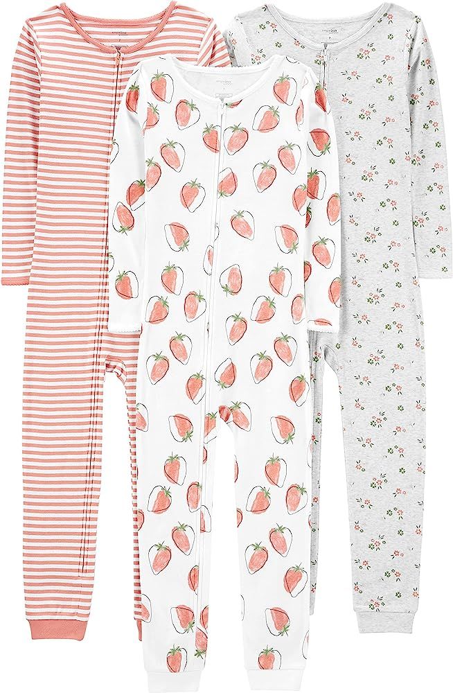 Simple Joys by Carter's Girls' 3-Pack Snug Fit Footless Cotton Pajamas | Amazon (US)