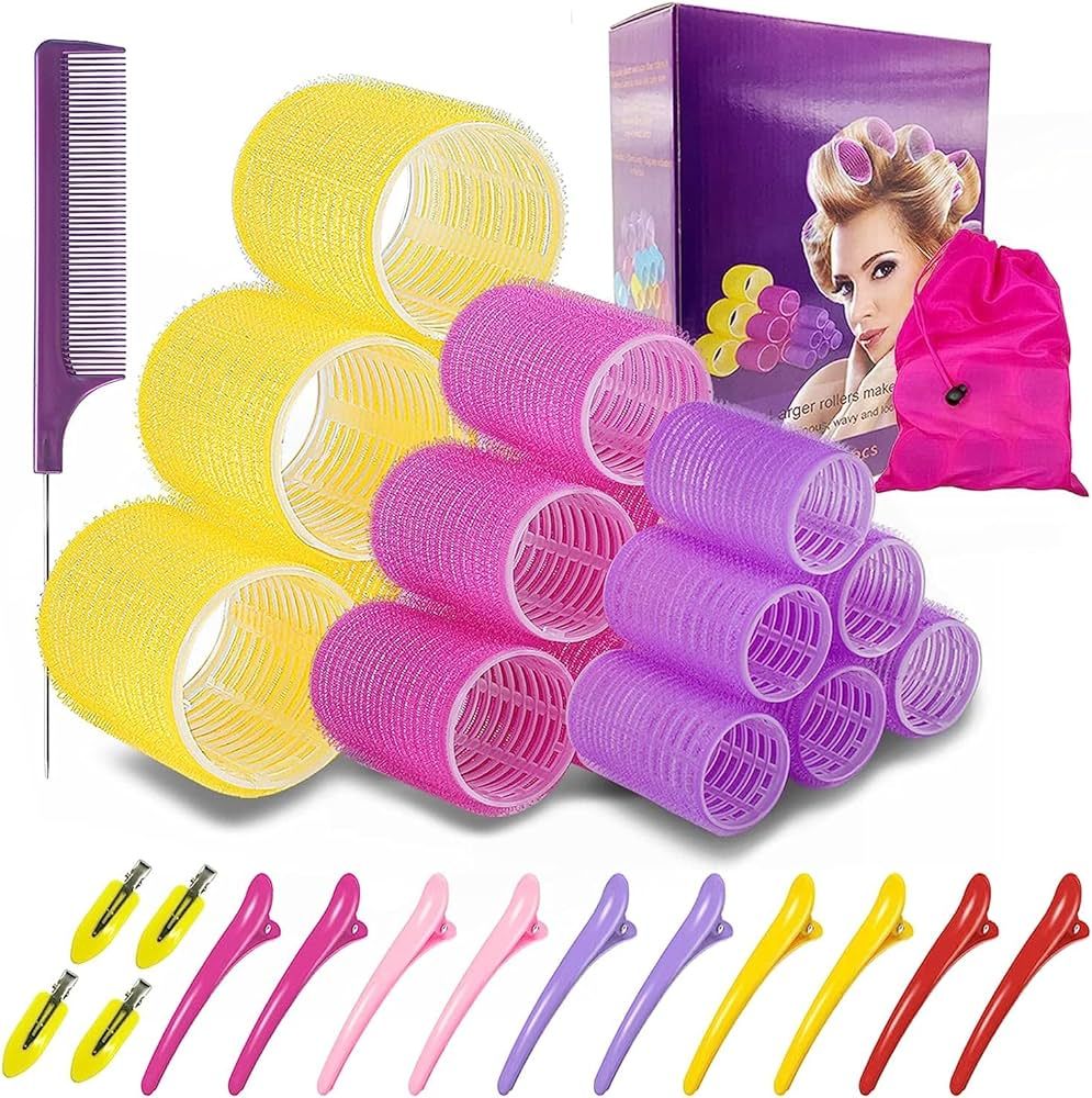 Hair Rollers for Long Hair, Rollers Hair Curlers for Medium Hair Salon Hair Dressing Curlers With... | Amazon (US)