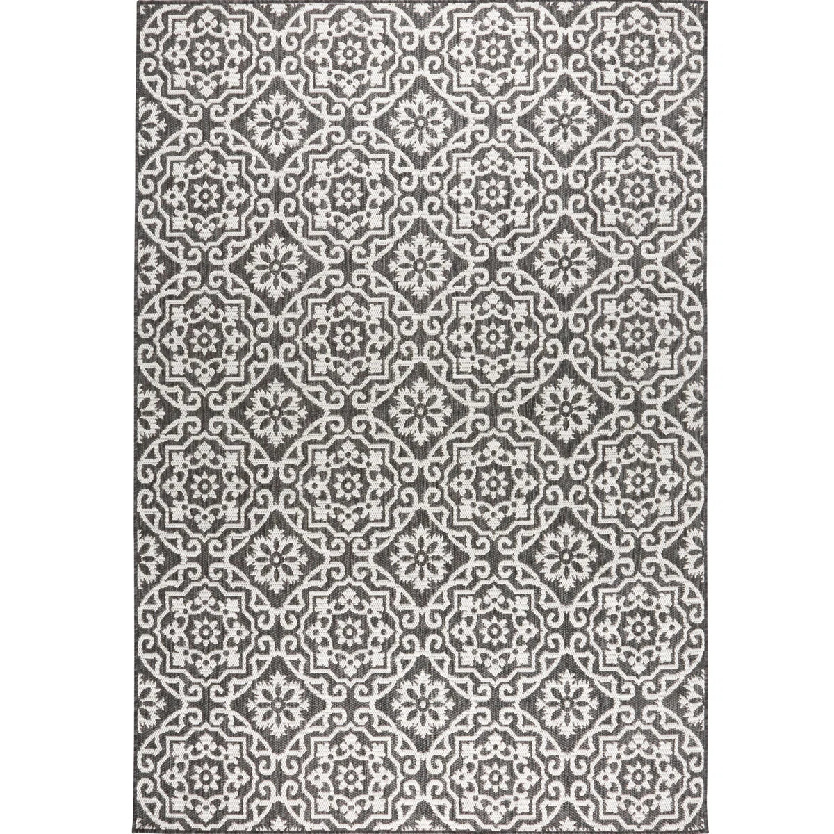Nicole Miller New York Patio Country Danica Geometric Indoor/Outdoor Area Rug, Black/Grey | Wayfair North America