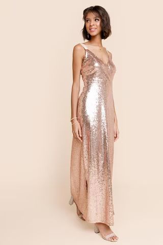 Limelight Satin Strap Sequin Maxi Dress | Francesca's