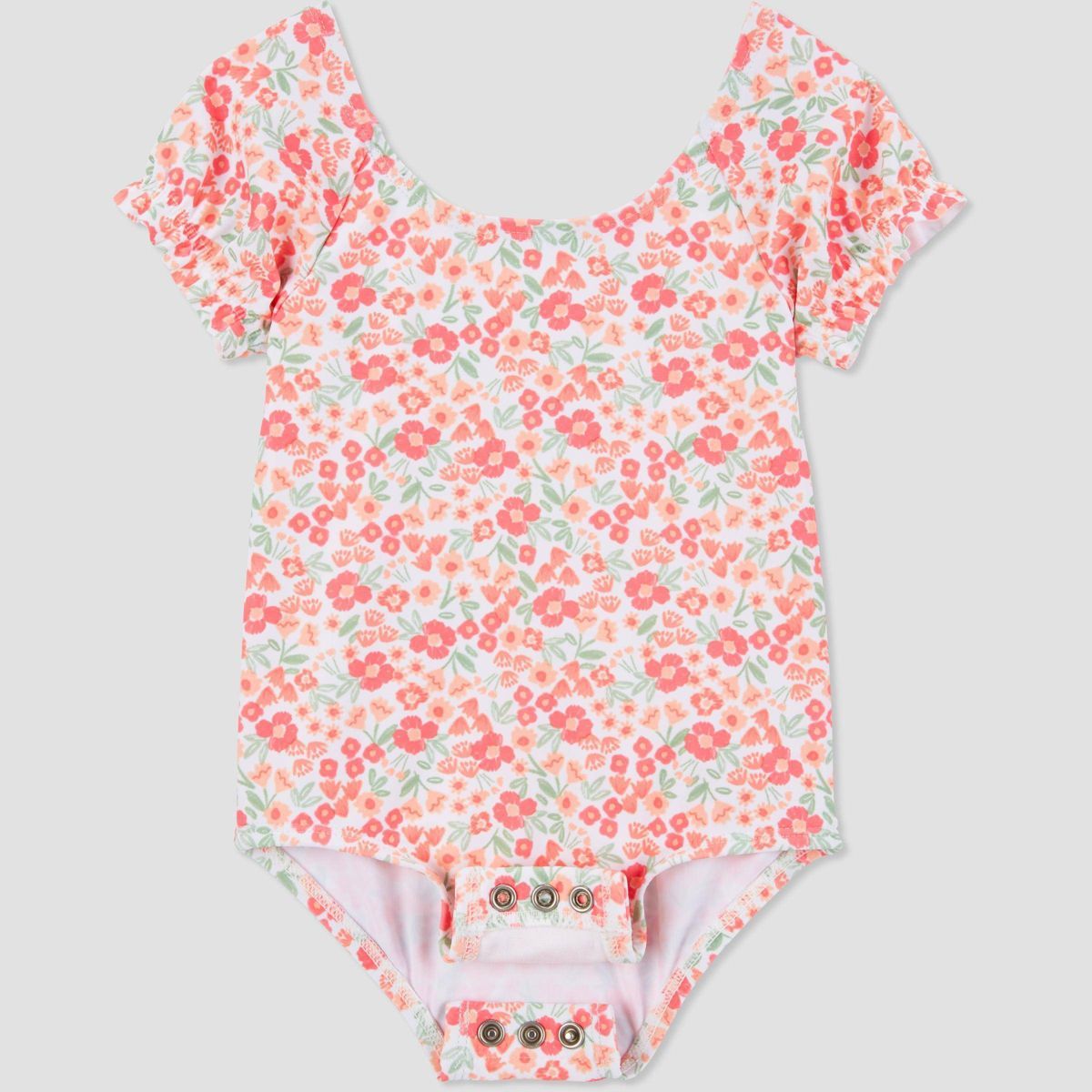 Carter's Just One You® Baby Girls' Short Sleeve Floral One Piece Swimsuit Set - Green/Pink 3M | Target