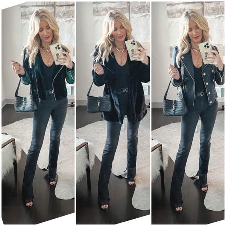 SALE ALERT - the most slimming jeans ever on sale for only $39 styled 3 ways. My long sleeve bodysuit is so good too and on major sale making it under $50! Wearing a size 0 regular in the jeans and an XS in the bodysuit. 

#LTKunder50 #LTKCyberweek #LTKsalealert
