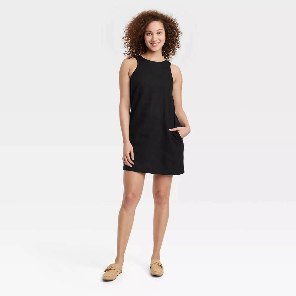 Women's Linen Mini Shift Dress - A New Day™ White Striped M | Target