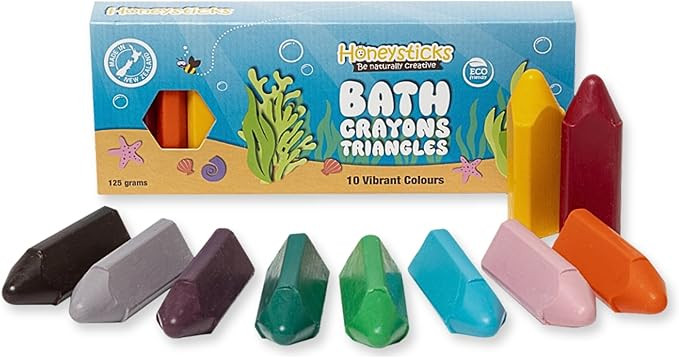 Honeysticks Triangle Bath Crayons Non Toxic (10 Pk) for Toddlers 1-3 and Kids 4-8, Natural Beeswa... | Amazon (US)