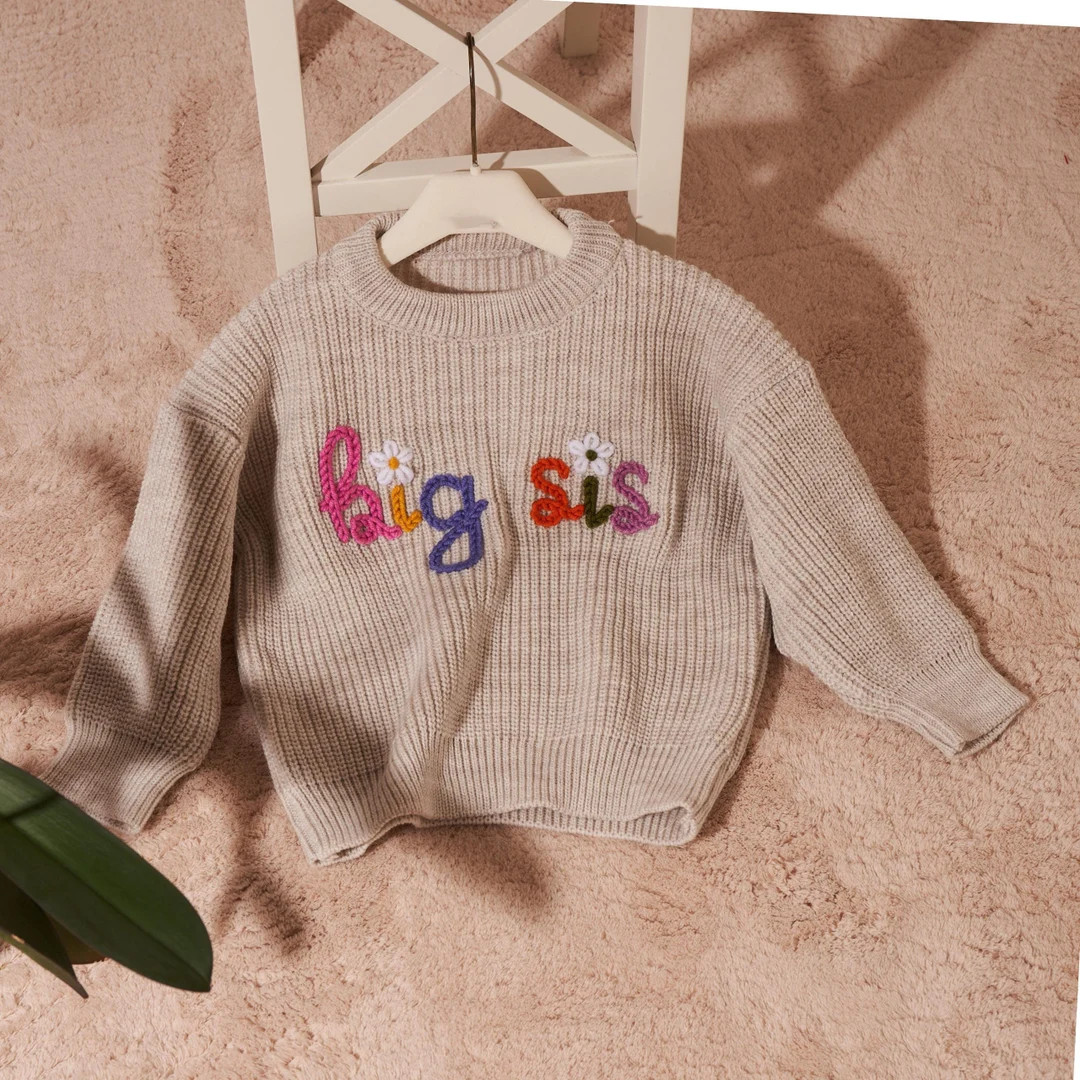 Personalized Big Sister Sweater: Embroidered Knit Toddler Gift | Etsy (US)