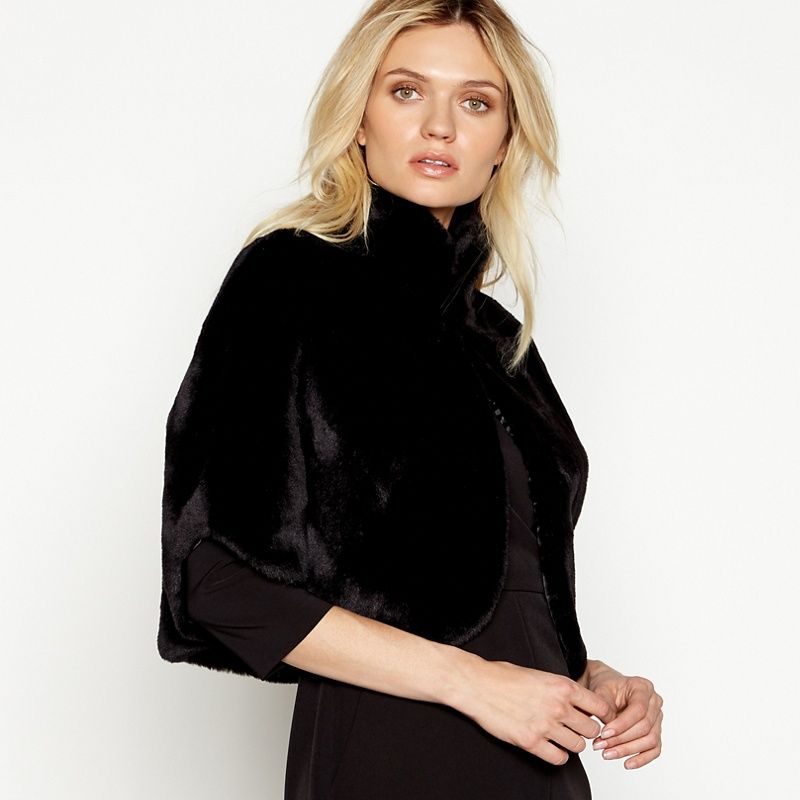 J by Jasper Conran - Black Faux Fur Shrug | Debenhams UK