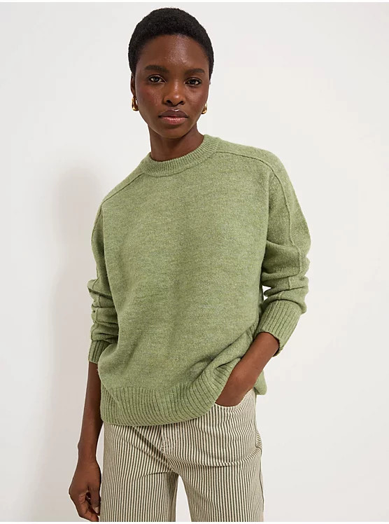 Green Crew Neck Slouchy Knitted Jumper | George
