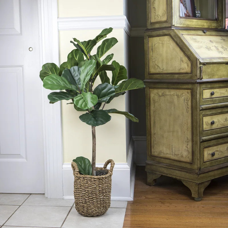 22" Artificial Fiddle Leaf Fig Tree in Basket | Wayfair North America