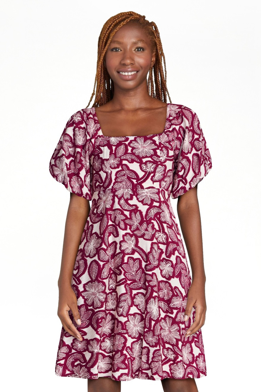 Time and Tru Women's Mini Dress with Puff Sleeves, Sizes XS-XXXL | Walmart (US)