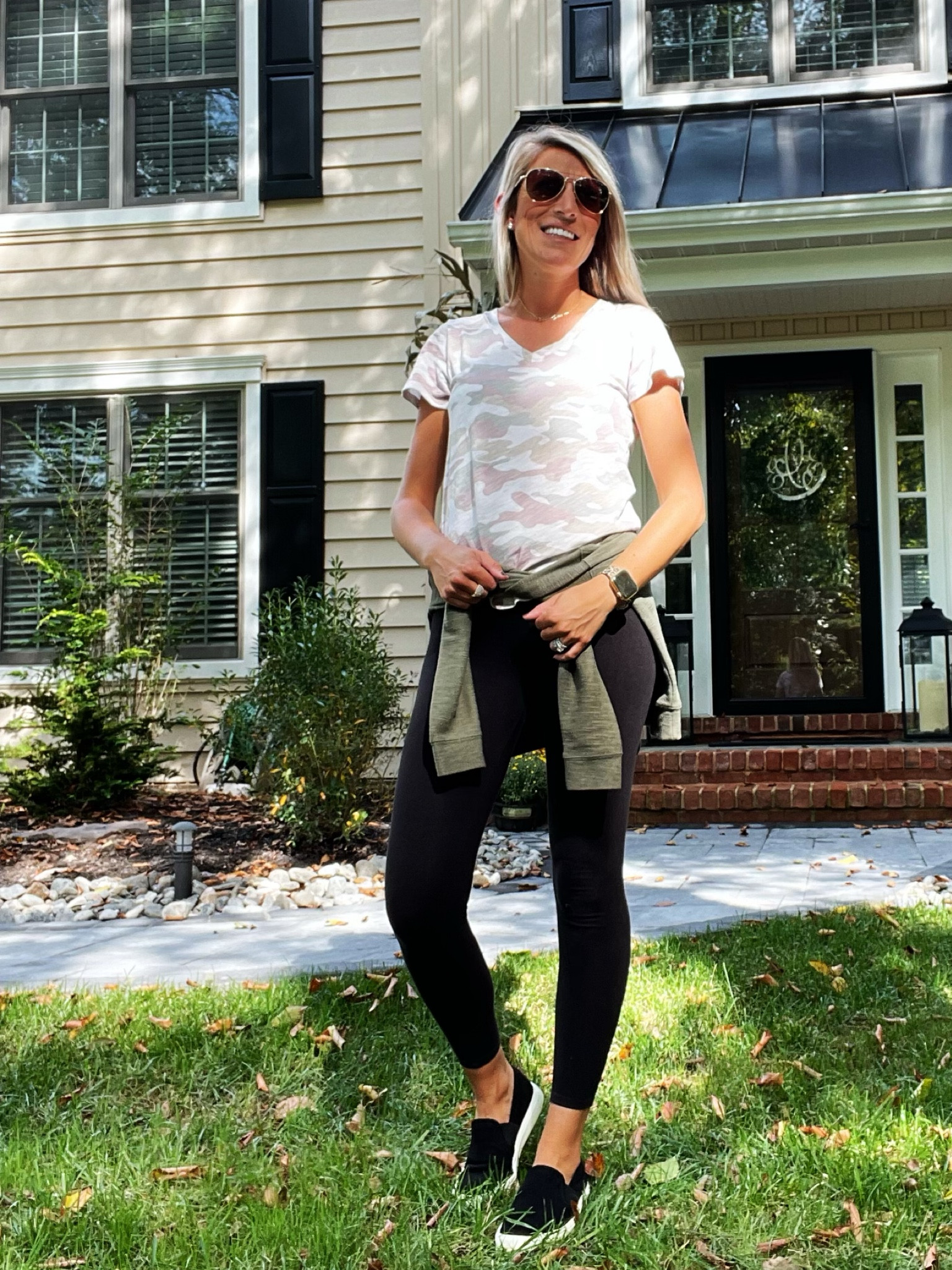 My casual fall style
Target style 
Target Tuesday 
Black leggings 
Fall fashion women 
Leggings and a tee 
Slide on sneakers 
Camo shirt 
Zip up jacket 

#LTKSeasonal #LTKover40 #LTKsalealert