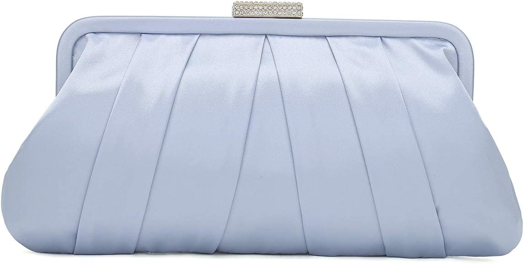 CHARMING TAILOR Classic Pleated Satin Clutch Bag Diamante Embellished Formal Handbag for Wedding/... | Amazon (US)