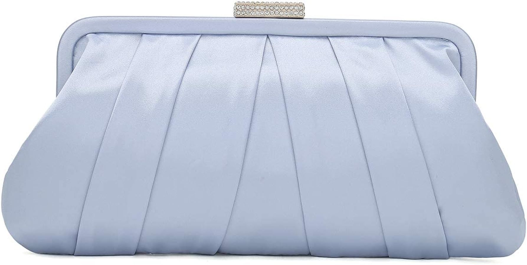 CHARMING TAILOR Classic Pleated Satin Clutch Bag Diamante Embellished Formal Handbag for Wedding/... | Amazon (US)