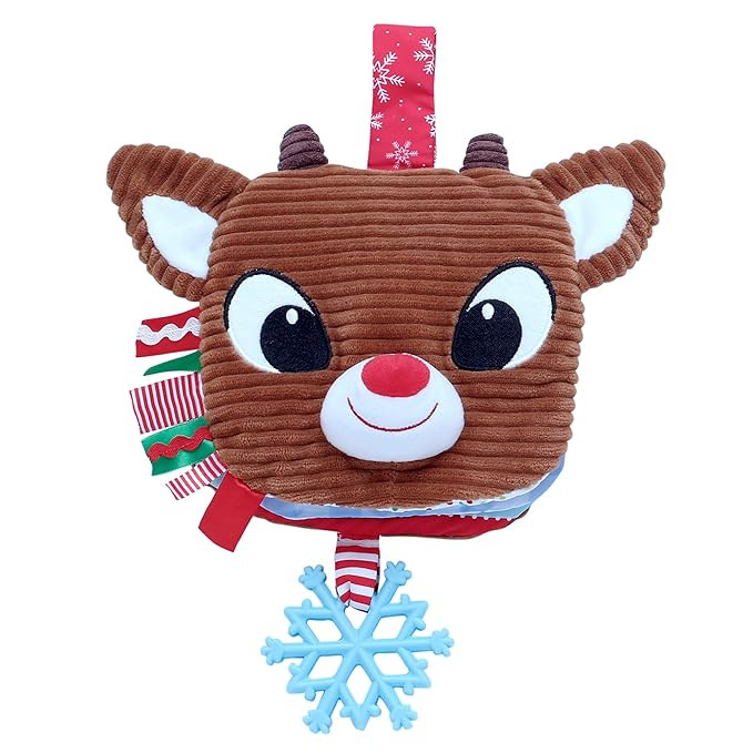 Plush Christmas Baby Book with Crinkle, Teether and Travel Strap, 6 Pages, 6 inches, Rudolph, The... | Amazon (US)