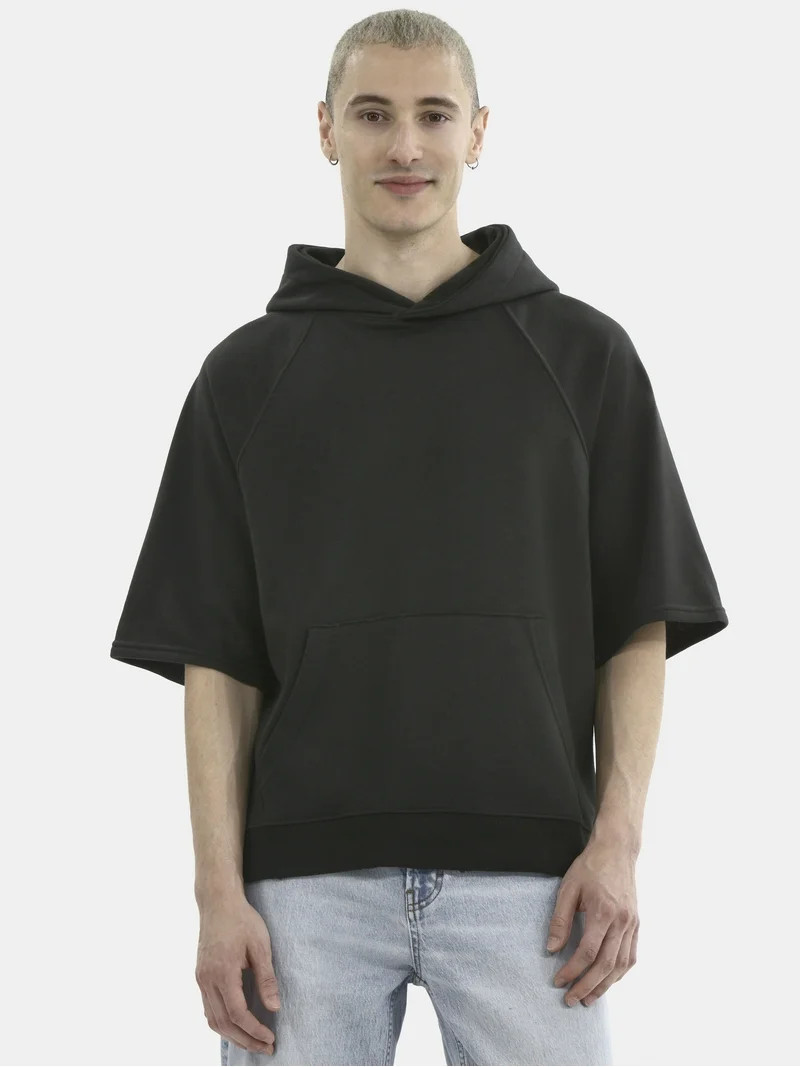 No Boundaries French Terry Pullover Hoodie with Short Sleeves, Men's and Big Men's - Walmart.com | Walmart (US)