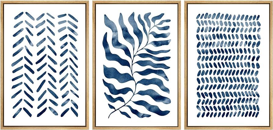 SIGNWIN Framed Canvas Print Wall Art Set Geometric Blue Floral Pastel Pattern Collage Abstract Sh... | Amazon (US)