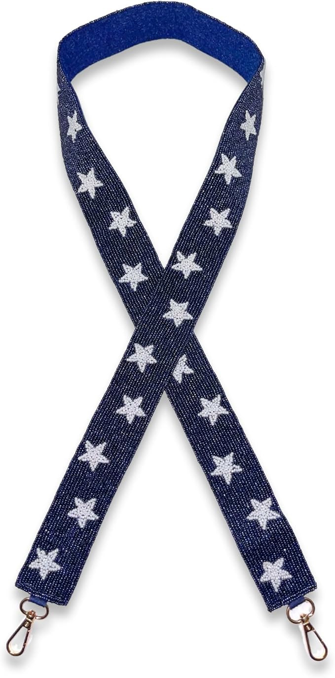Navy Blue with Stars Beaded Purse Strap Girls Nashville Bride Concert Dallas for Game Day Clear S... | Amazon (US)