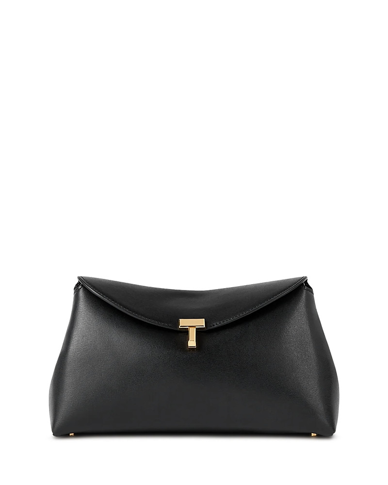 Toteme T-Lock Smooth-Leather Convertible Clutch in Black | Bloomingdale's (US)