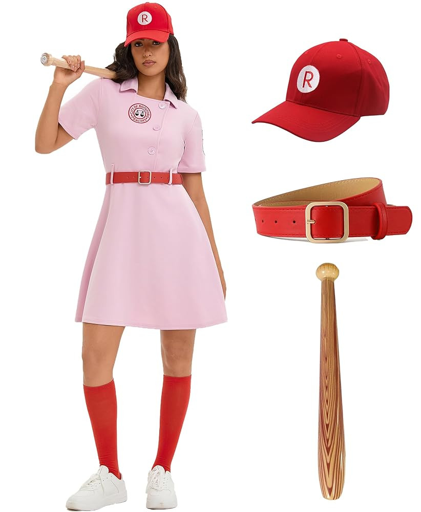 Women's Baseball Dress Uniform Set with Baseball Cap for Halloween Costume | Amazon (US)